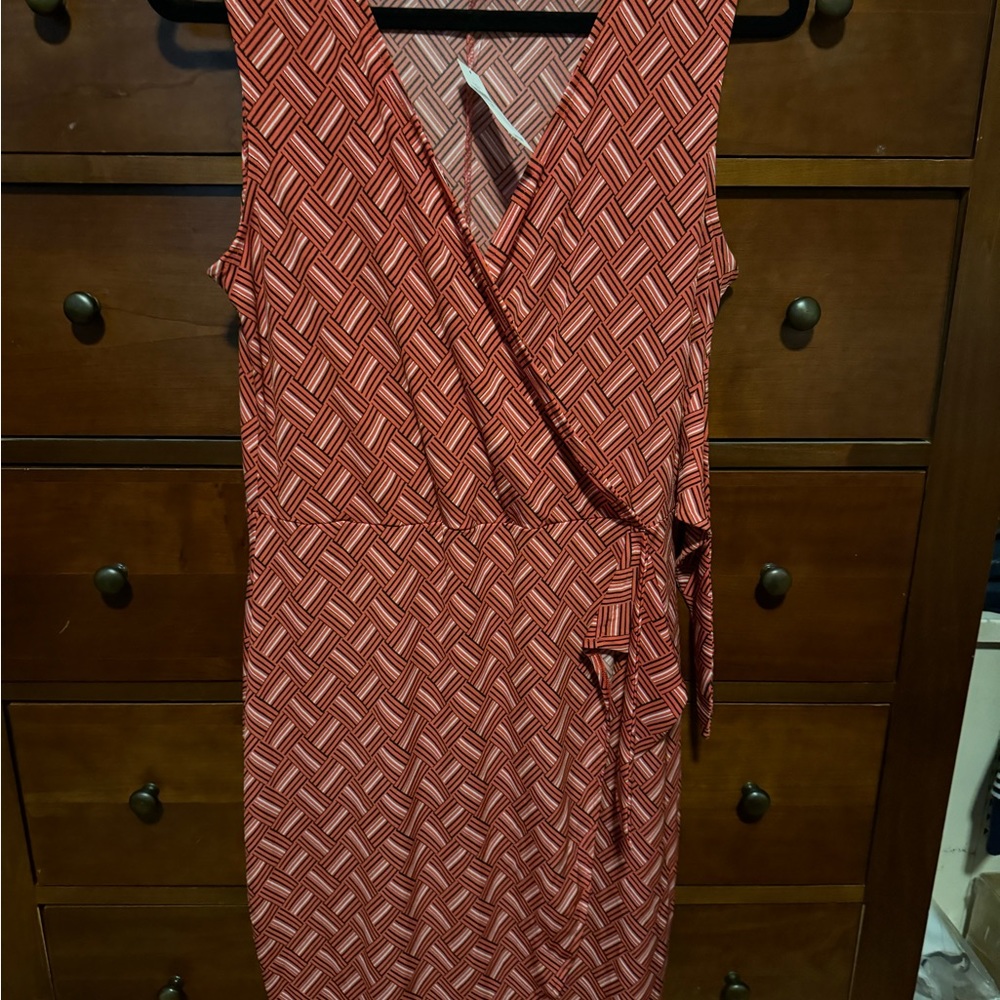 Banana Republic Sheath Dress NEW Silky Stretch Casual Orange Geo NWT M